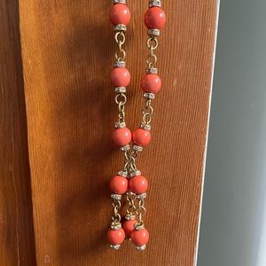 J. Crew coral bead and crystal necklace